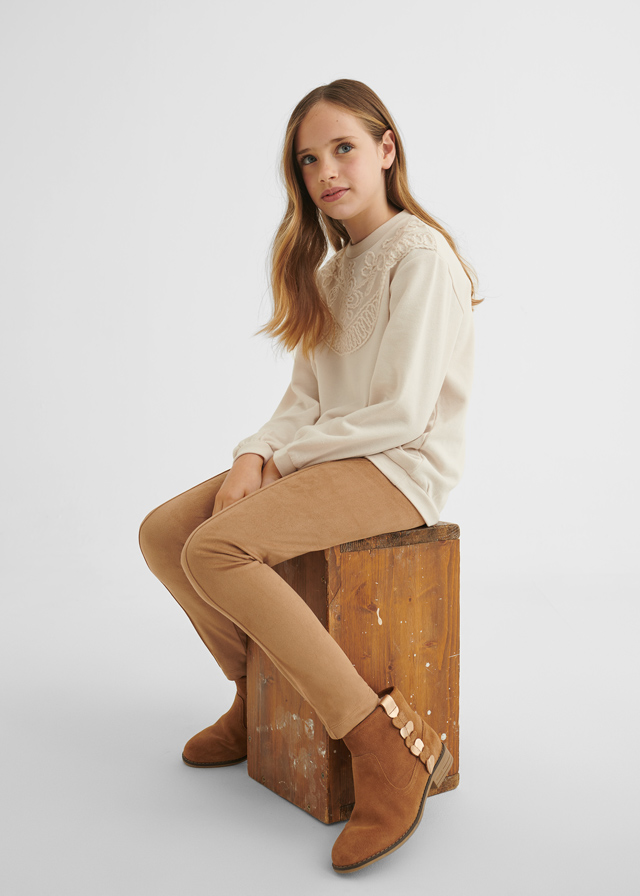 Dievčenské legíny z umelého semišu - Faux suede leggings