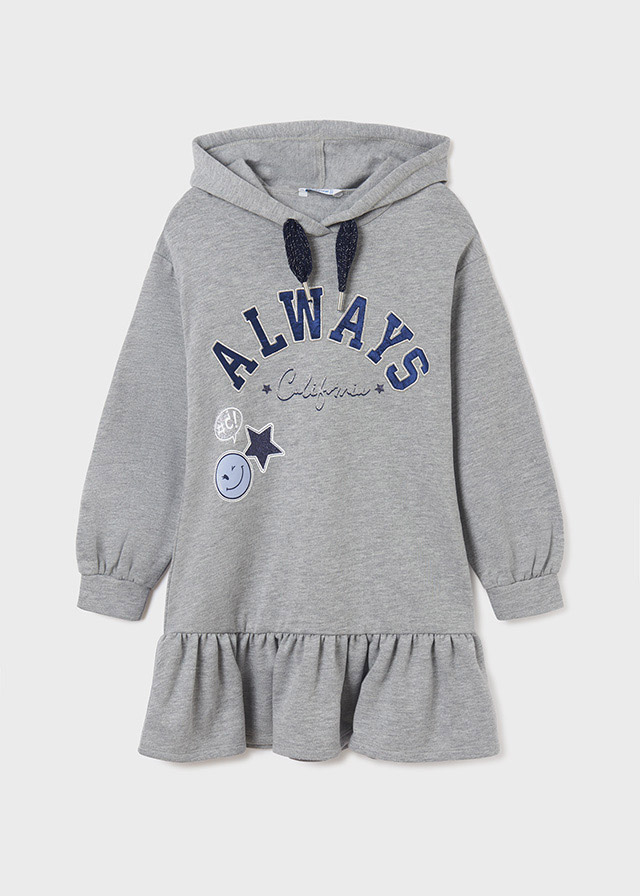 Dievčenské šaty s kapucňou - MYRL - ECOFRIENDS fleece dress