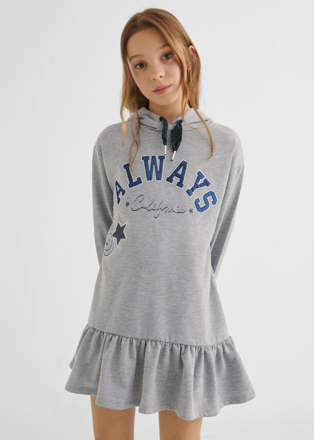 Dievčenské šaty s kapucňou - MYRL - ECOFRIENDS fleece dress