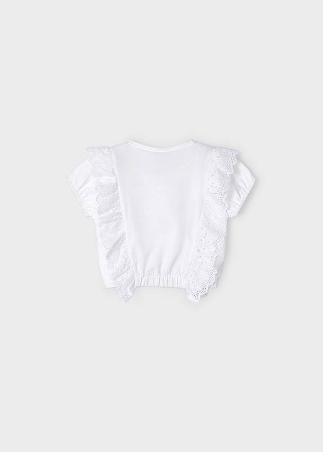 Dievčenské tričko s krátkym rukávom - MYRL - Embroidered ruffles top