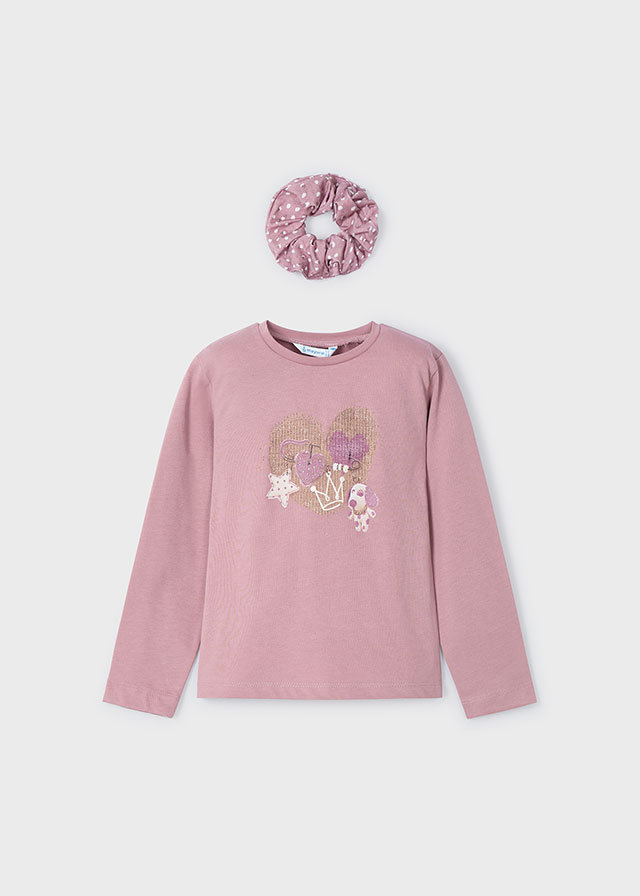 Dievčenské tričko s dlhým rukávom  s gumičkou do vlasov - MYRL - T-Shirt with Scrunchie