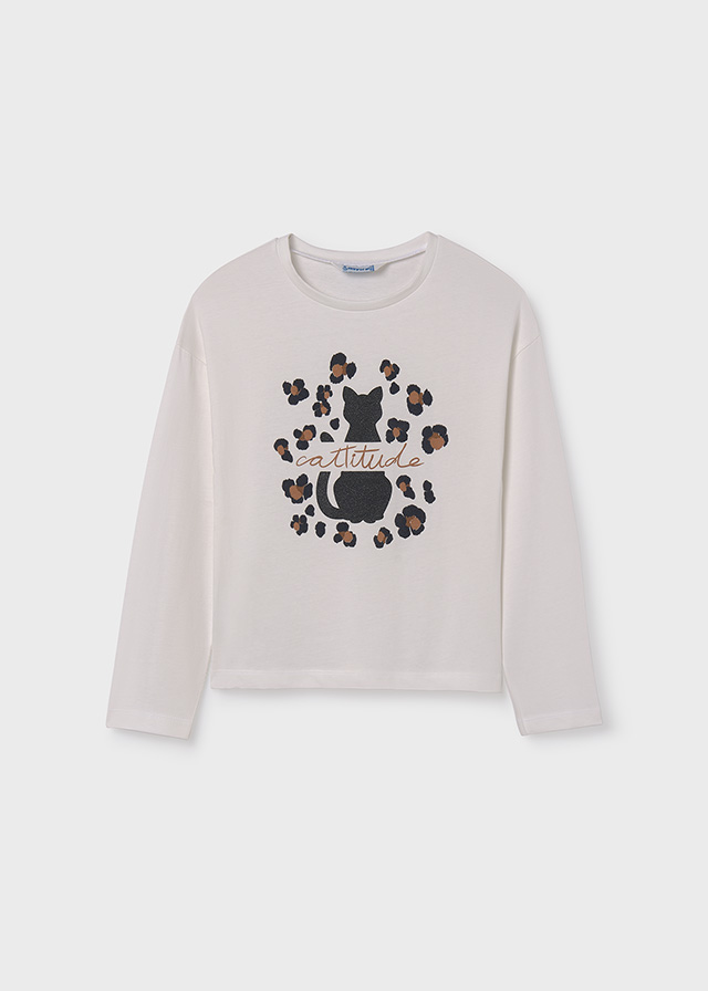 Dievčenské tričko s dlhým rukávom - MYRL - Relaxed Shoulder Graphic T-Shirt