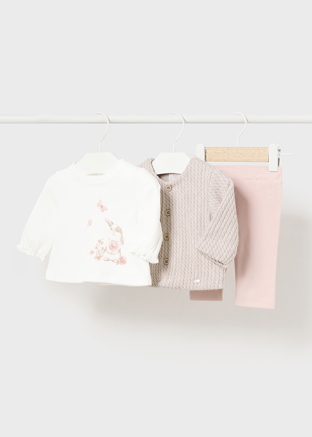 Dievčenská súprava - 3-set - M-MODA - Newborn Girl 3 Piece Bunny Set