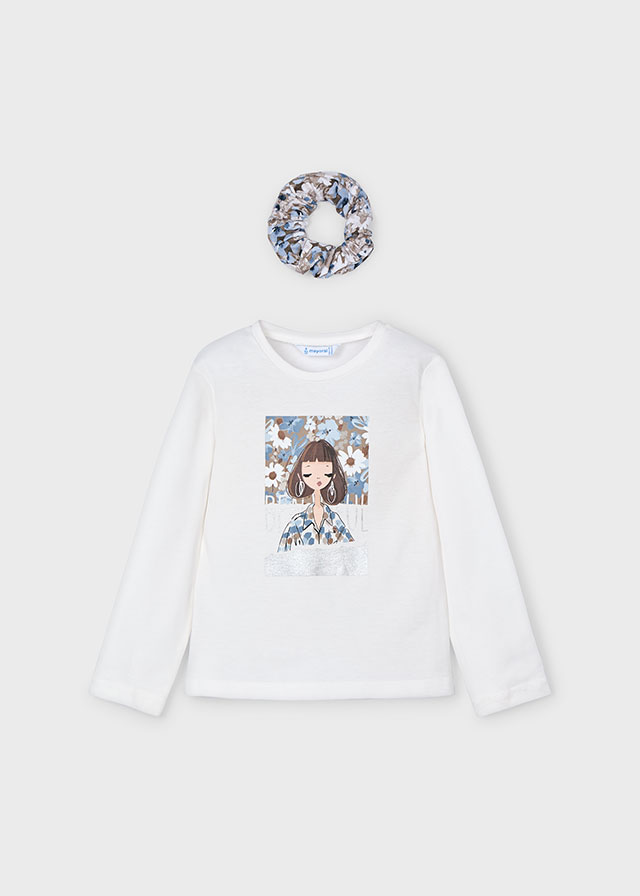 Dievčenské tričko s dlhým rukávom  s gumičkou do vlasov - MYRL - T-Shirt with Scrunchie