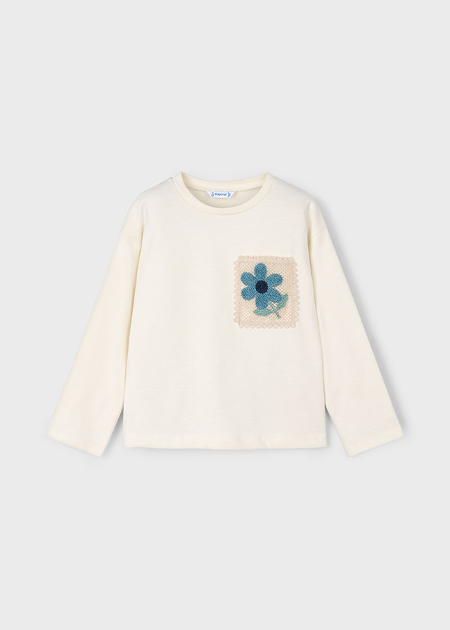 Dievčenské tričko s dlhým rukávom  - MYRL - crochet pocket t-shirt