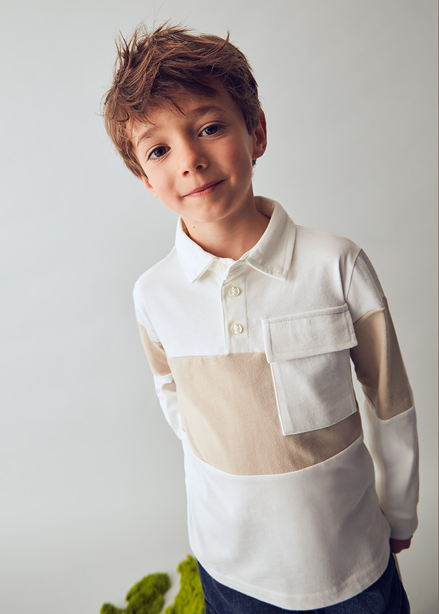 Chlapčenská polokošeľa s dlhým rukávom - MYRL - Striped Polo Shirt